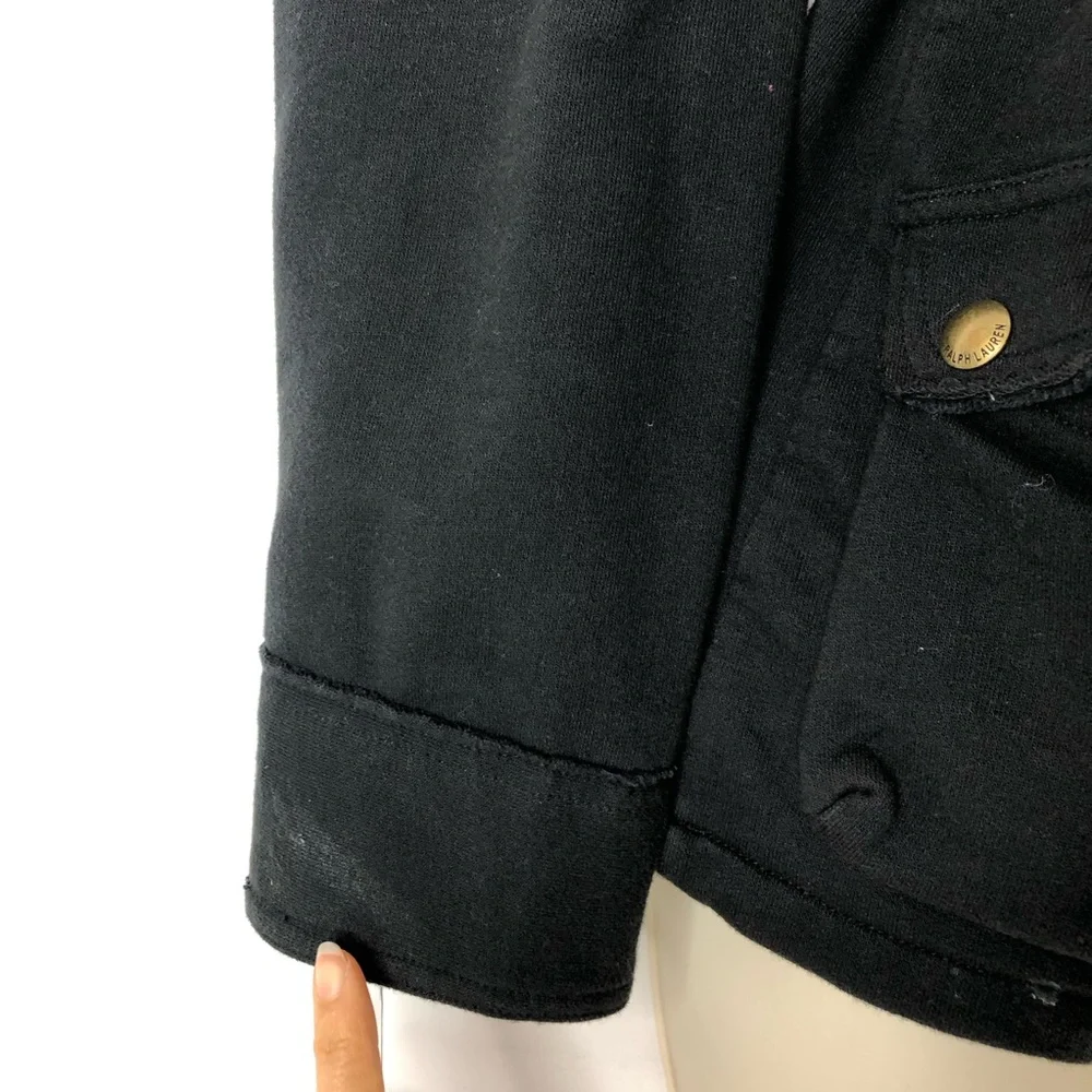 Ralph Lauren Black Belted Crest Cargo Jacket Teens 12/14 Shoulder Elbow Patches